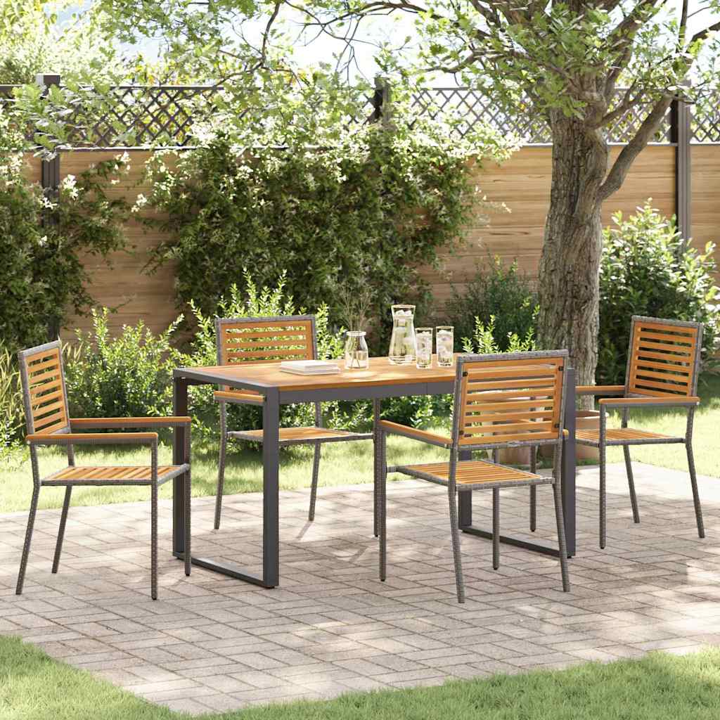 Conjunto de Jantar de Jardim 5 pçs Bege e Castanho