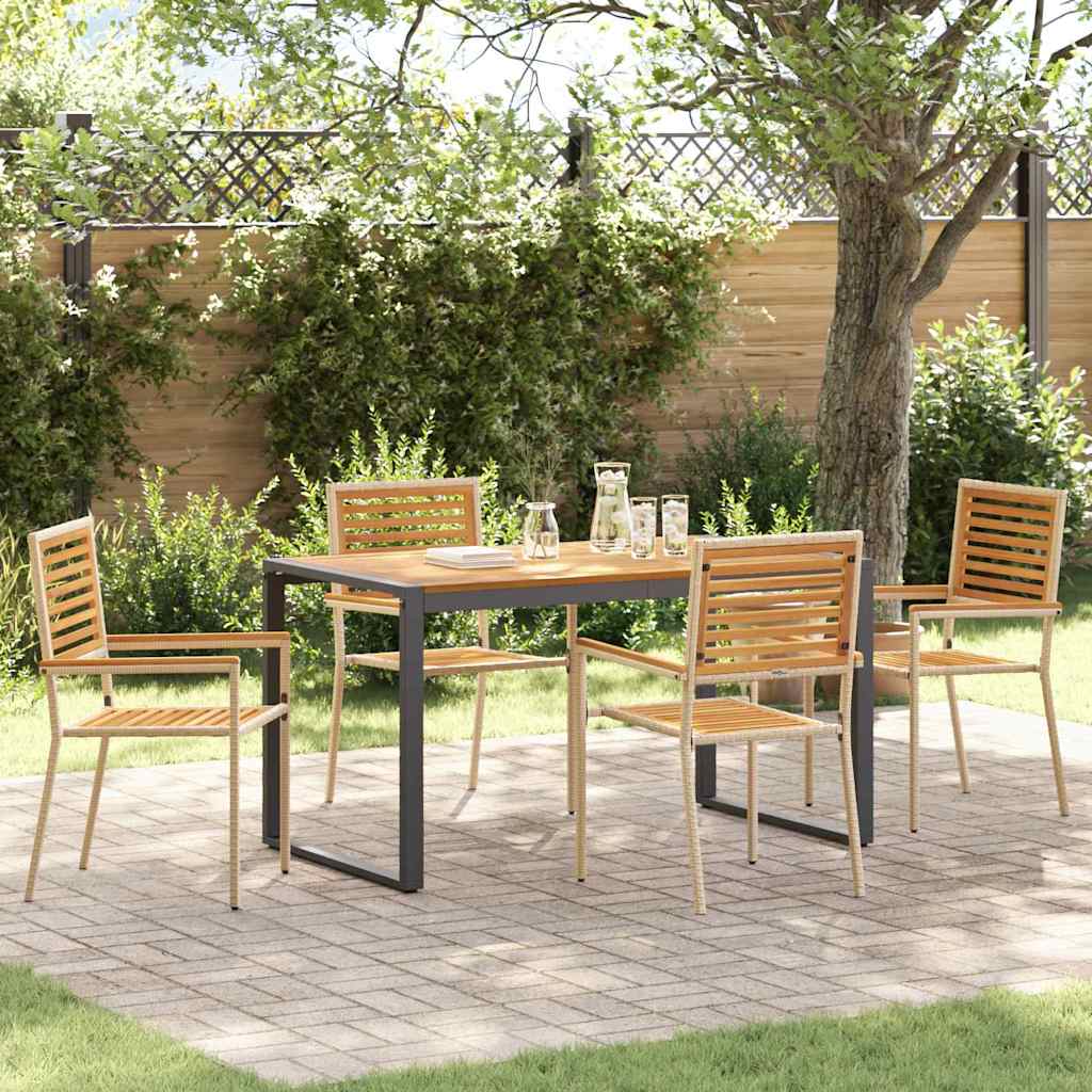 Conjunto de Comedor de Jardín 5 pcs Beige y Marrón