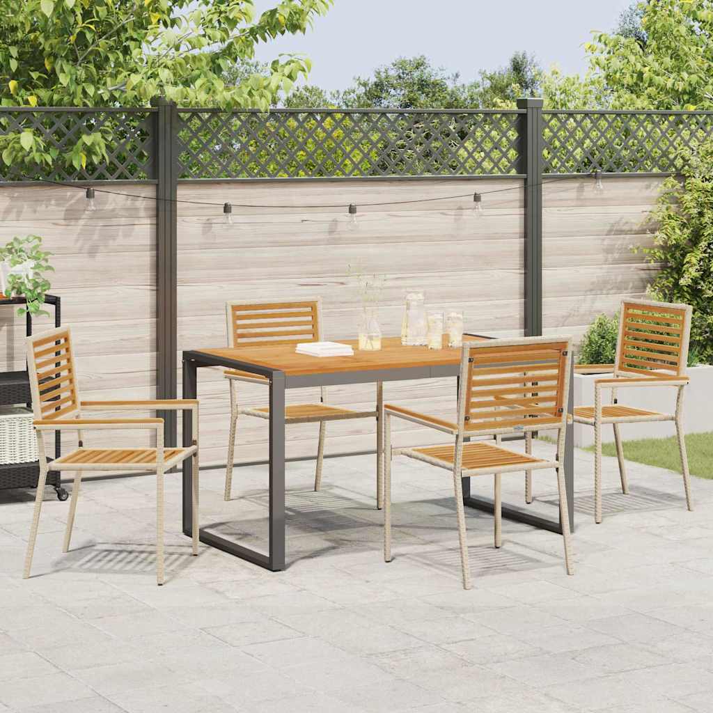 Conjunto de Comedor de Jardín 5 pcs Beige y Marrón