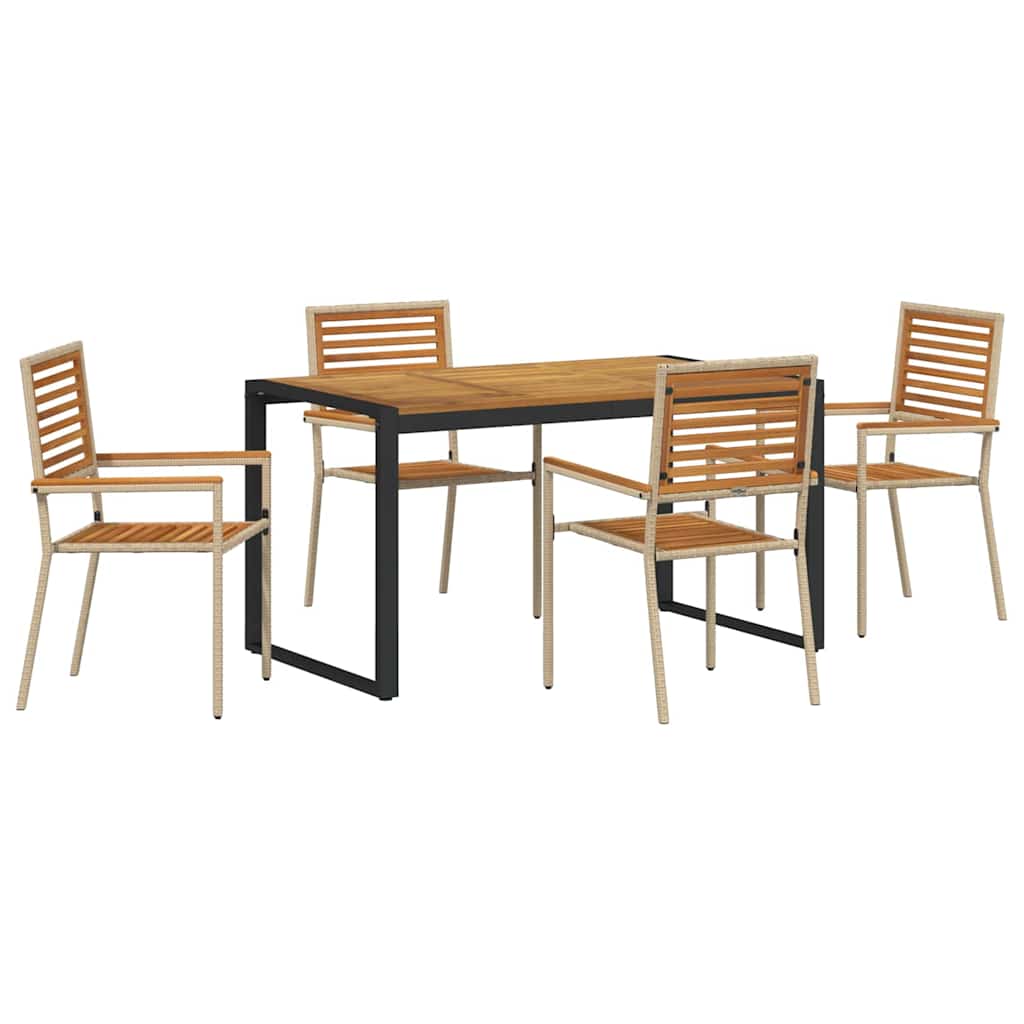Conjunto de Comedor de Jardín 5 pcs Beige y Marrón