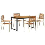 Conjunto de Comedor de Jardín 5 pcs Beige y Marrón