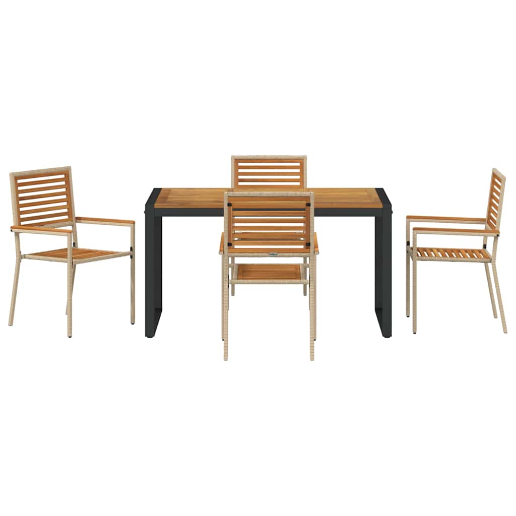 Conjunto de Comedor de Jardín 5 pcs Beige y Marrón