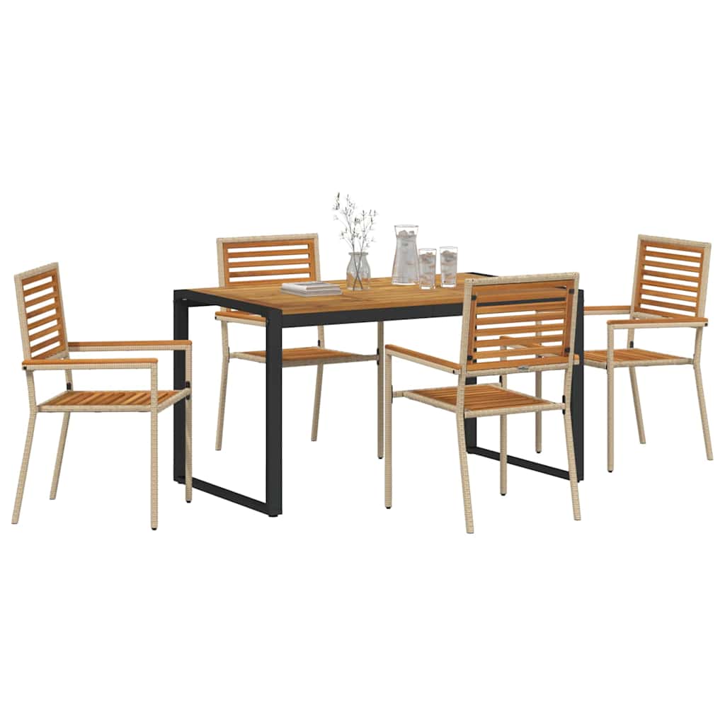 Conjunto de Comedor de Jardín 5 pcs Beige y Marrón