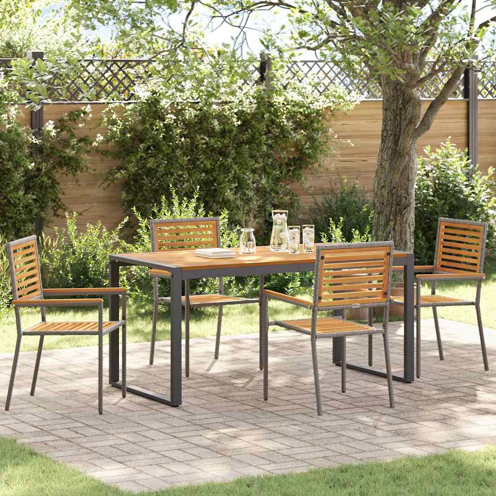 Conjunto de Jantar de Jardim 5 pçs Bege e Castanho