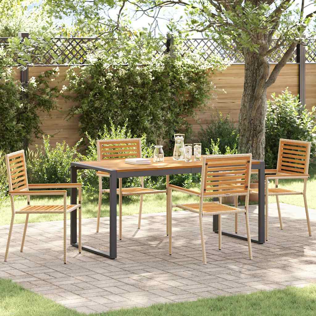 Conjunto de Jantar de Jardim 5 pçs Bege e Castanho