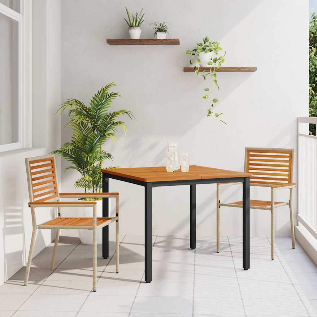 Conjunto de Comedor de Jardín 3 pcs Beige y Marrón