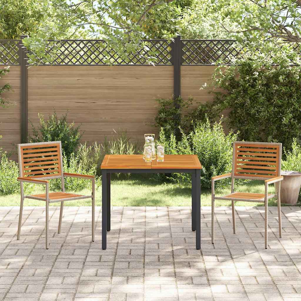 Conjunto de Comedor de Jardín 3 pcs Beige y Marrón
