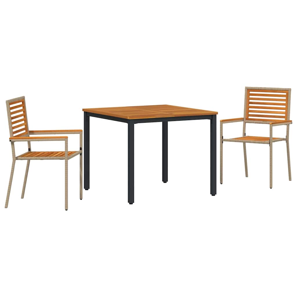 Conjunto de Comedor de Jardín 3 pcs Beige y Marrón