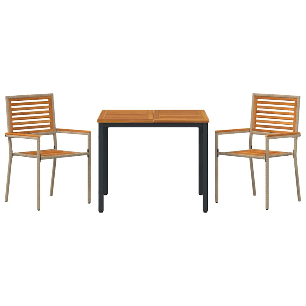 Conjunto de Comedor de Jardín 3 pcs Beige y Marrón