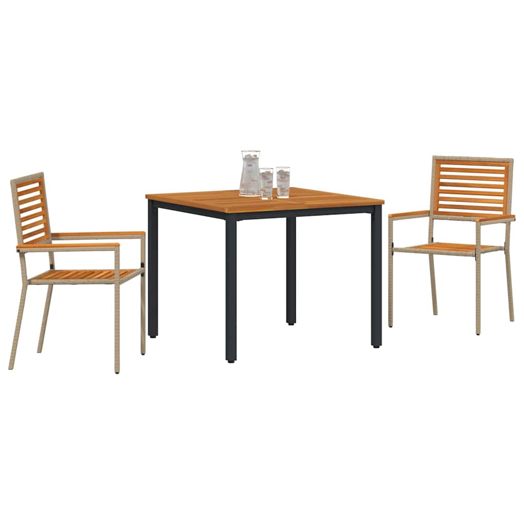 Conjunto de Comedor de Jardín 3 pcs Beige y Marrón
