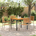 Conjunto de Comedor de Jardín 5 pcs Beige y Marrón