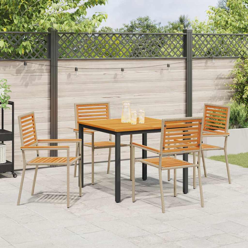 Conjunto de Comedor de Jardín 5 pcs Beige y Marrón