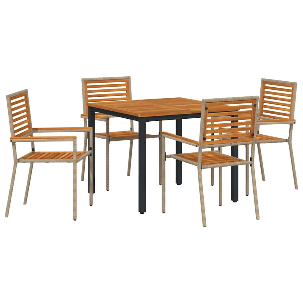 Conjunto de Comedor de Jardín 5 pcs Beige y Marrón