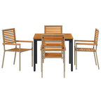 Conjunto de Comedor de Jardín 5 pcs Beige y Marrón
