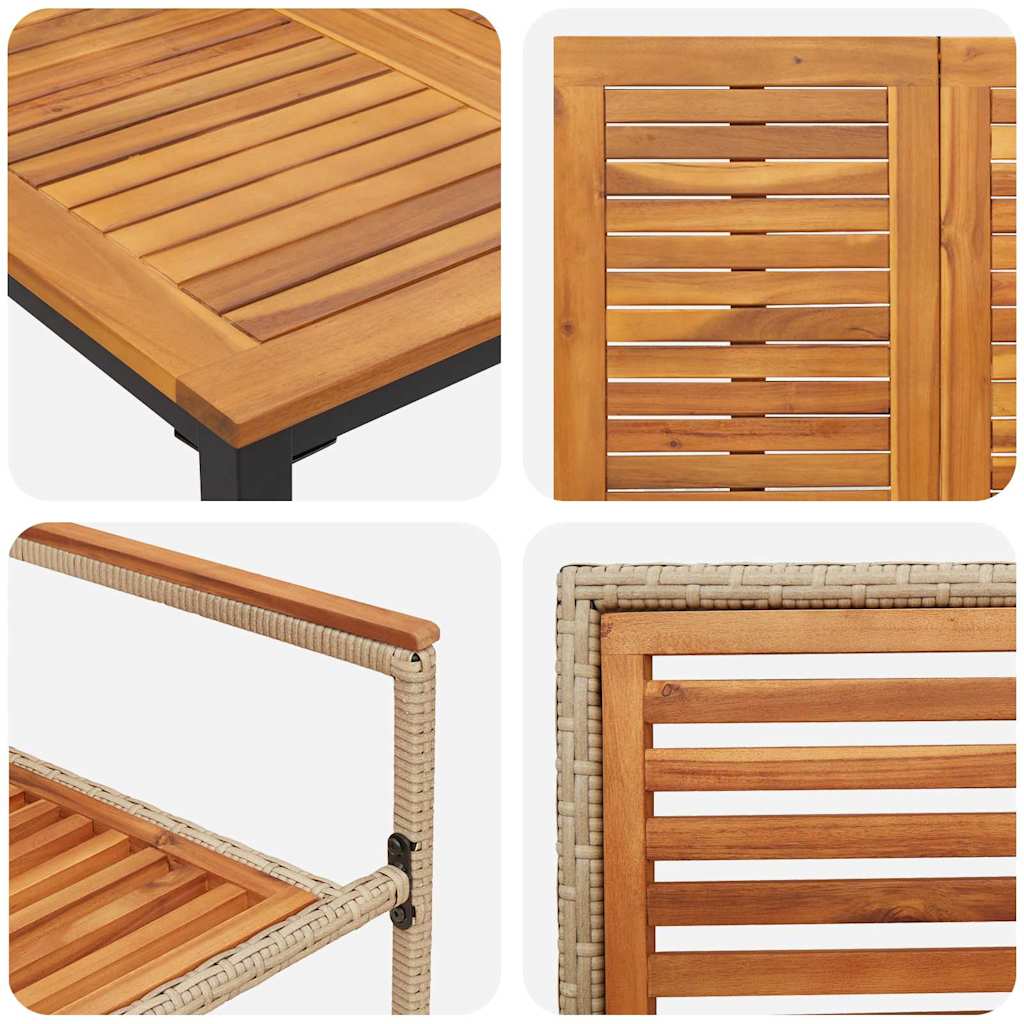 Conjunto de Comedor de Jardín 7 pcs Beige y Marrón