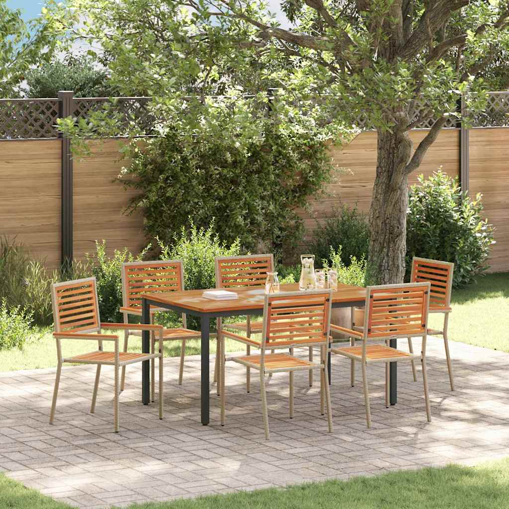7-piece Beige and Brown Garden Dining Set