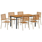 Conjunto de Comedor de Jardín 7 pcs Beige y Marrón