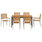 Conjunto de Comedor de Jardín 7 pcs Beige y Marrón