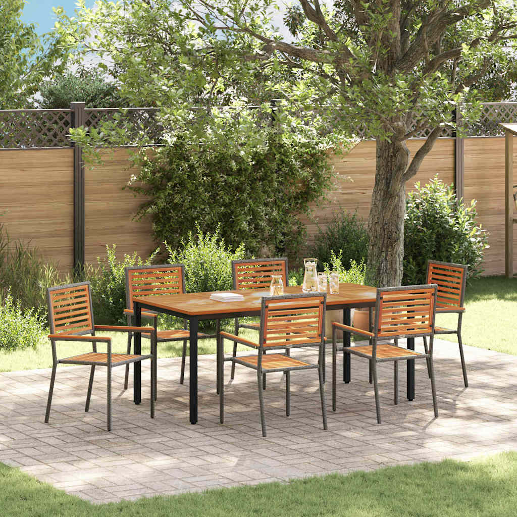 7-Piece Garden Dining Set Gray and Brown