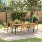Conjunto de Comedor de Jardín 7 pcs Beige y Marrón