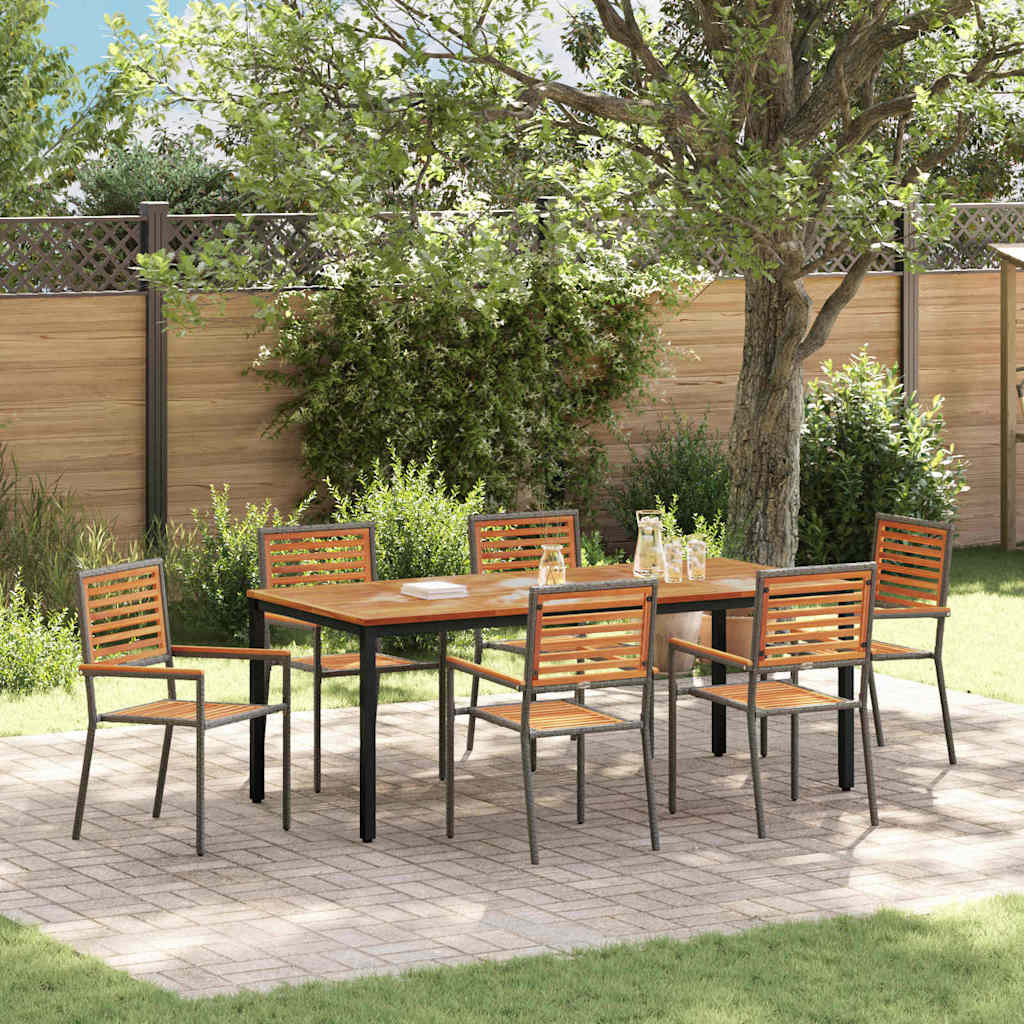 7-Piece Garden Dining Set Gray and Brown