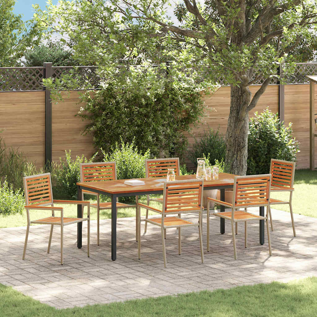 7-piece Beige and Brown Garden Dining Set