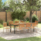 Conjunto de Comedor de Jardín 9 pcs Beige y Marrón