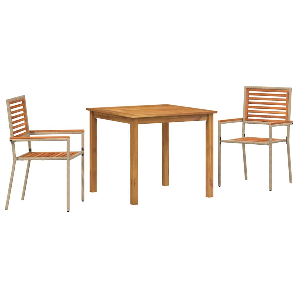 Conjunto de Comedor de Jardín 3 pcs Beige
