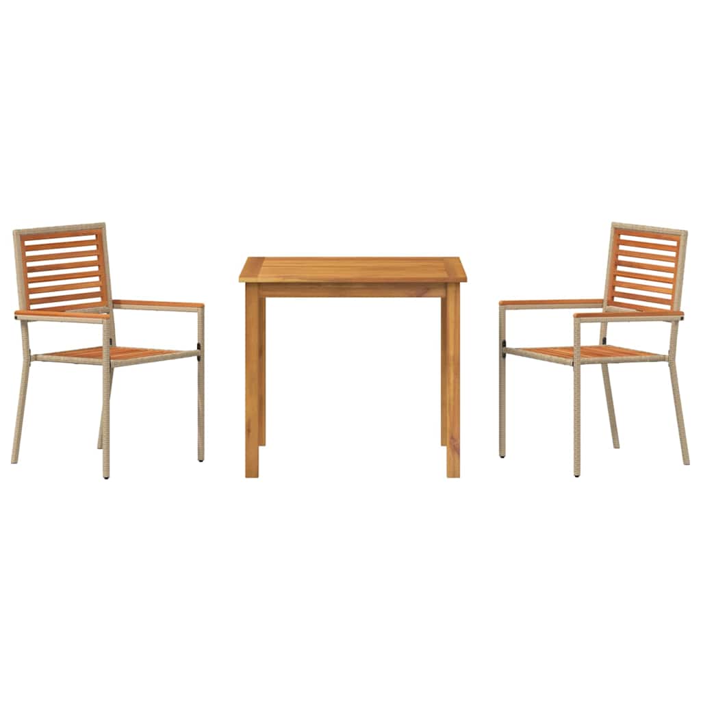 Conjunto de Comedor de Jardín 3 pcs Beige