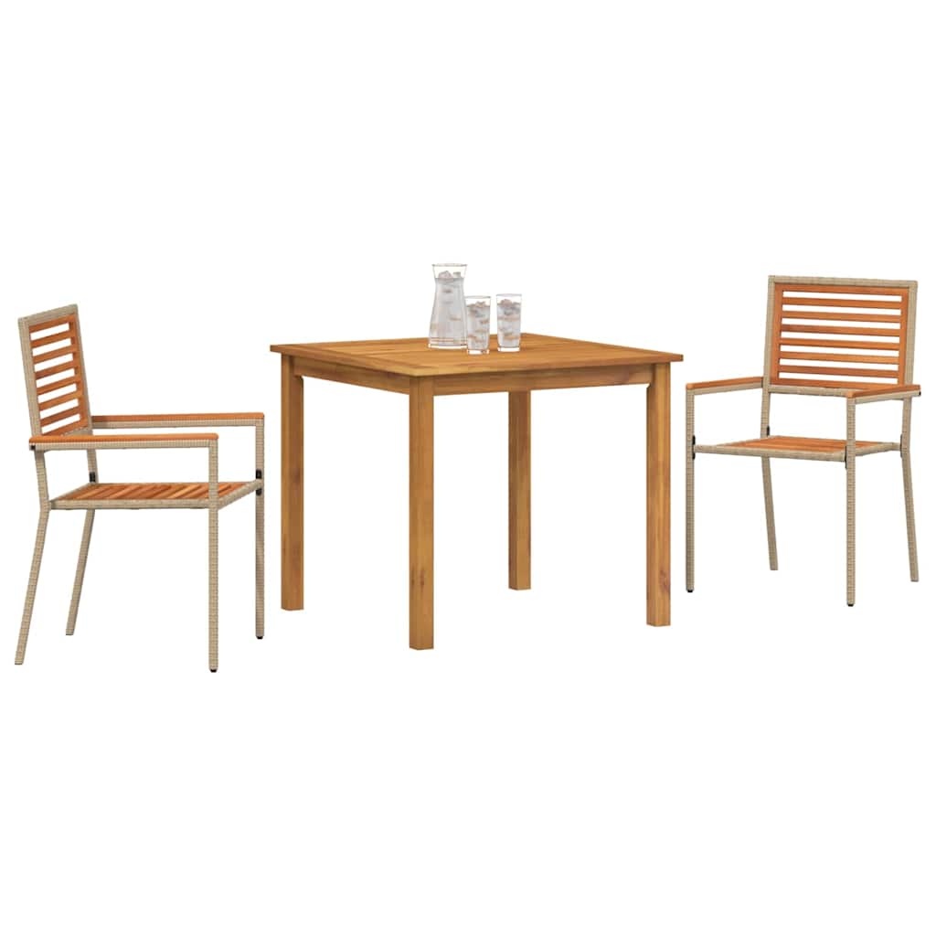 Conjunto de Comedor de Jardín 3 pcs Beige