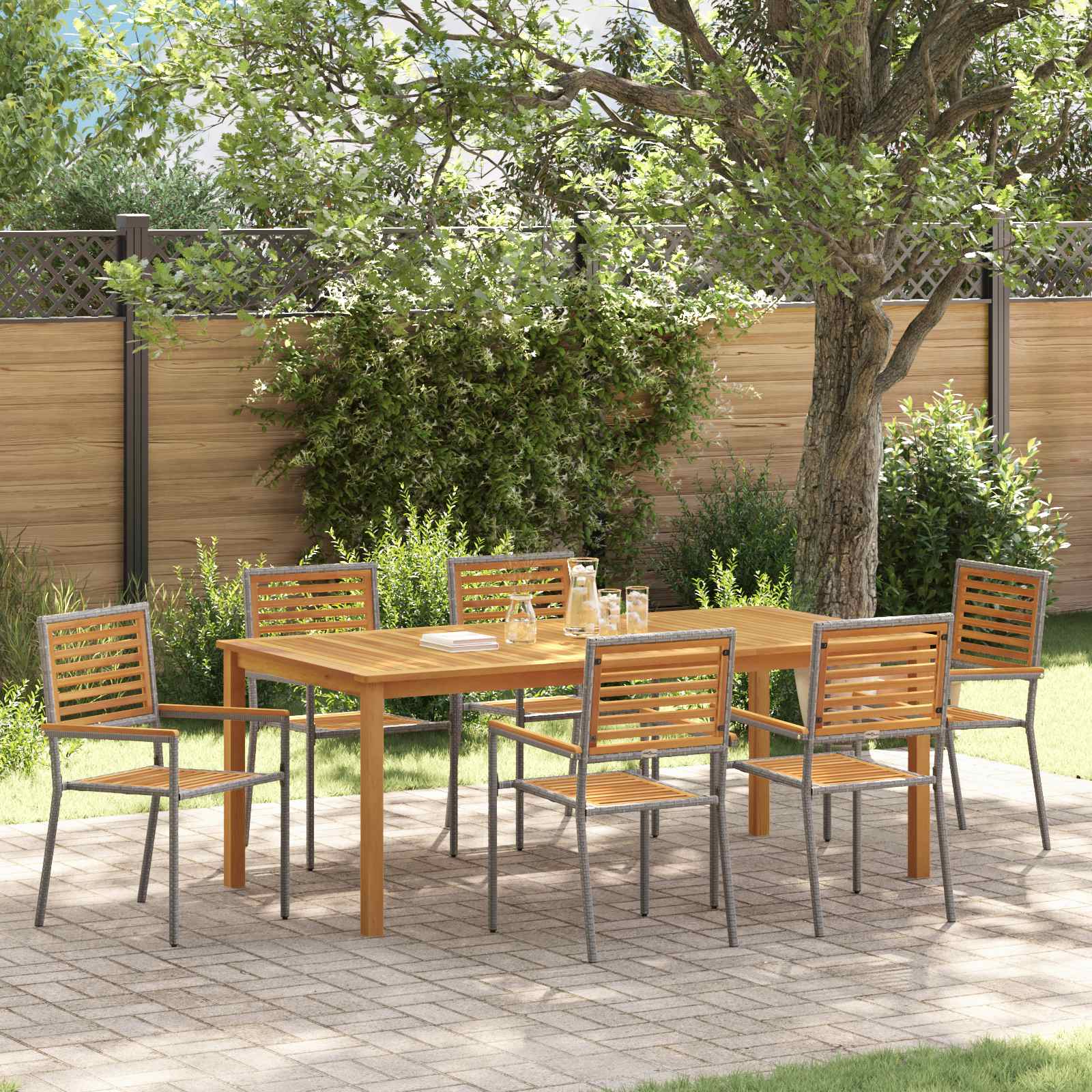 Conjunto de Comedor de Jardín 3 pcs Beige