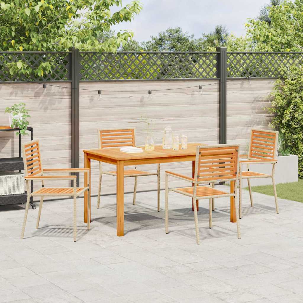Conjunto de Comedor de Jardín 5 pcs Beige