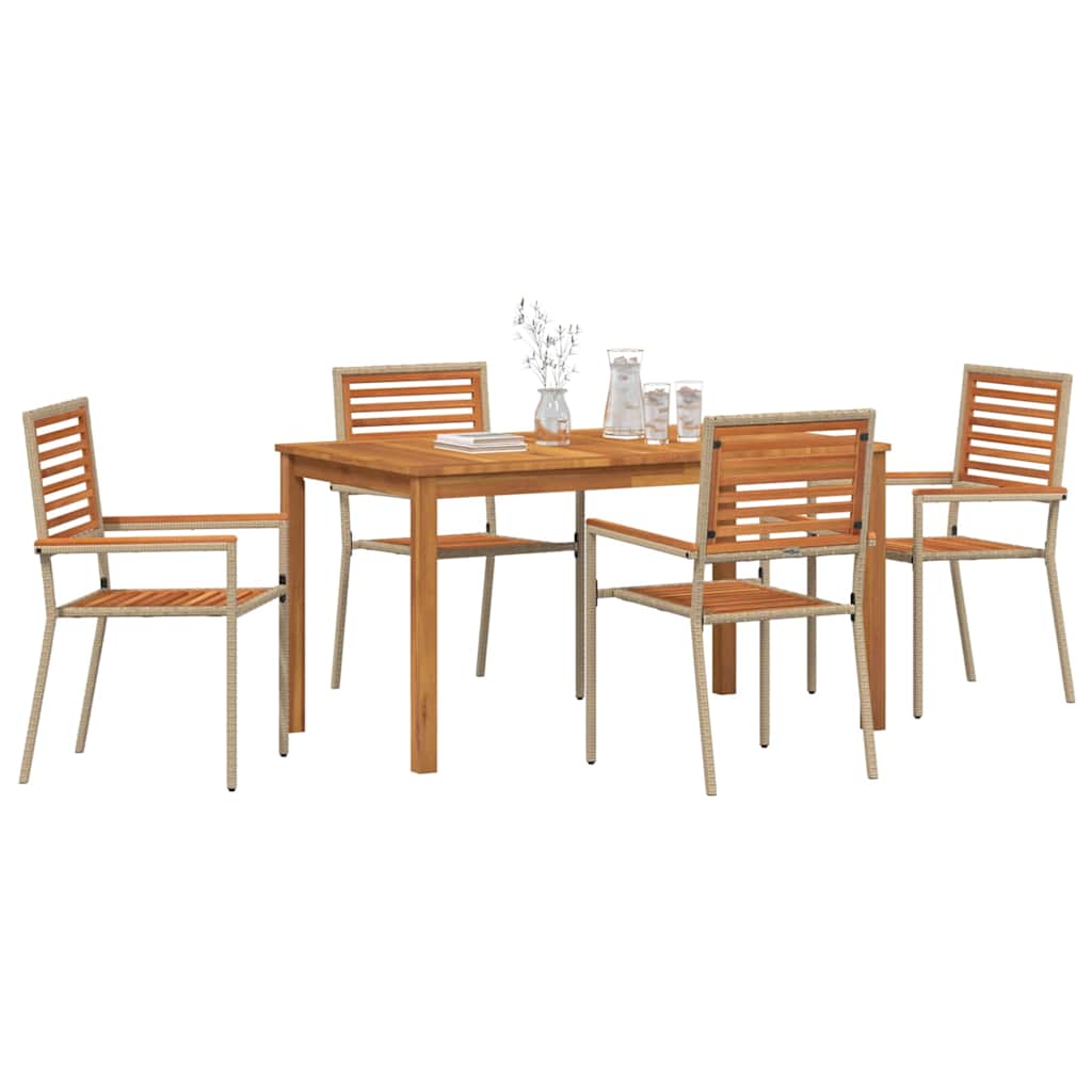 Conjunto de Comedor de Jardín 5 pcs Beige