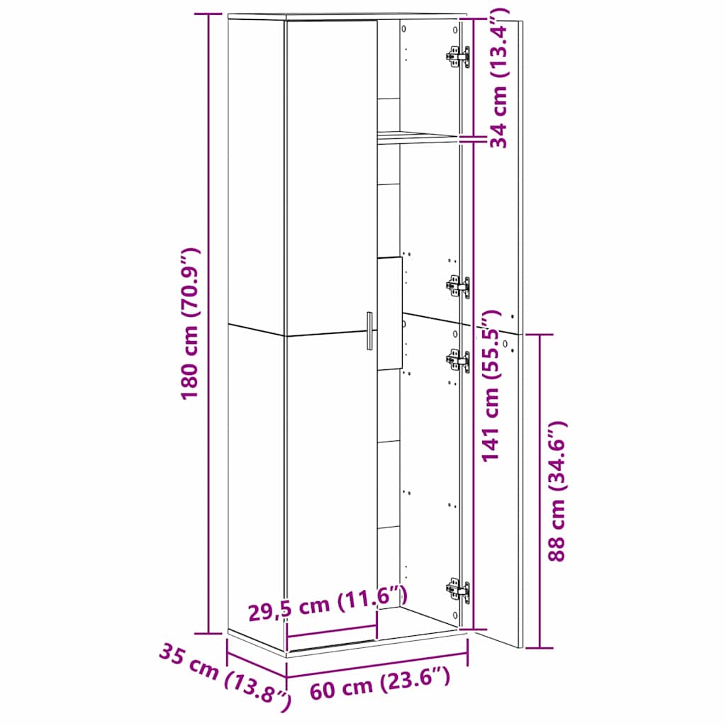Highboard Madera Vieja 60 x 35 x 180 cm Madera contrachapada