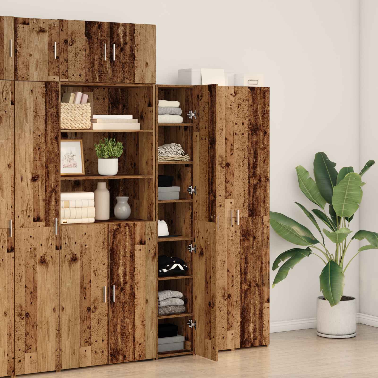Aparador alto 2 pcs Madera vieja 30 x 42,5 x 185 cm