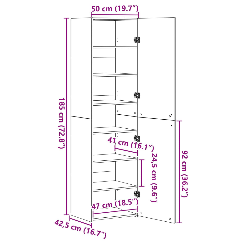 Aparador alto 2 pcs Madera vieja 50 x 42,5 x 185 cm