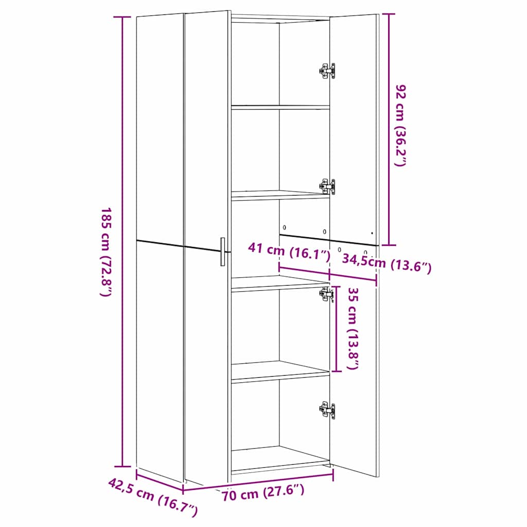 Aparador alto 2 pcs Madera vieja 70 x 42,5 x 185 cm