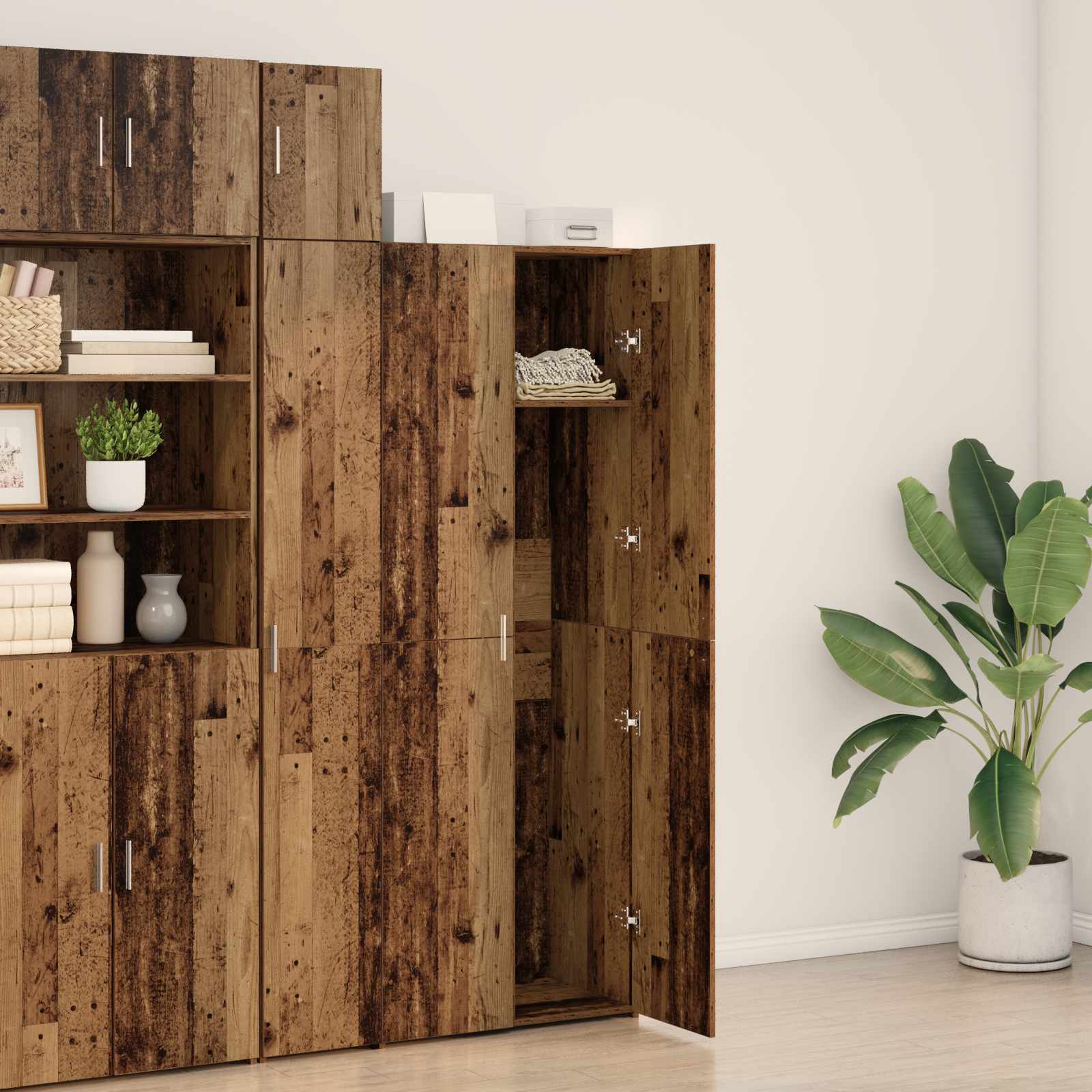 Aparador alto 2 pcs Madera vieja 70 x 42,5 x 185 cm