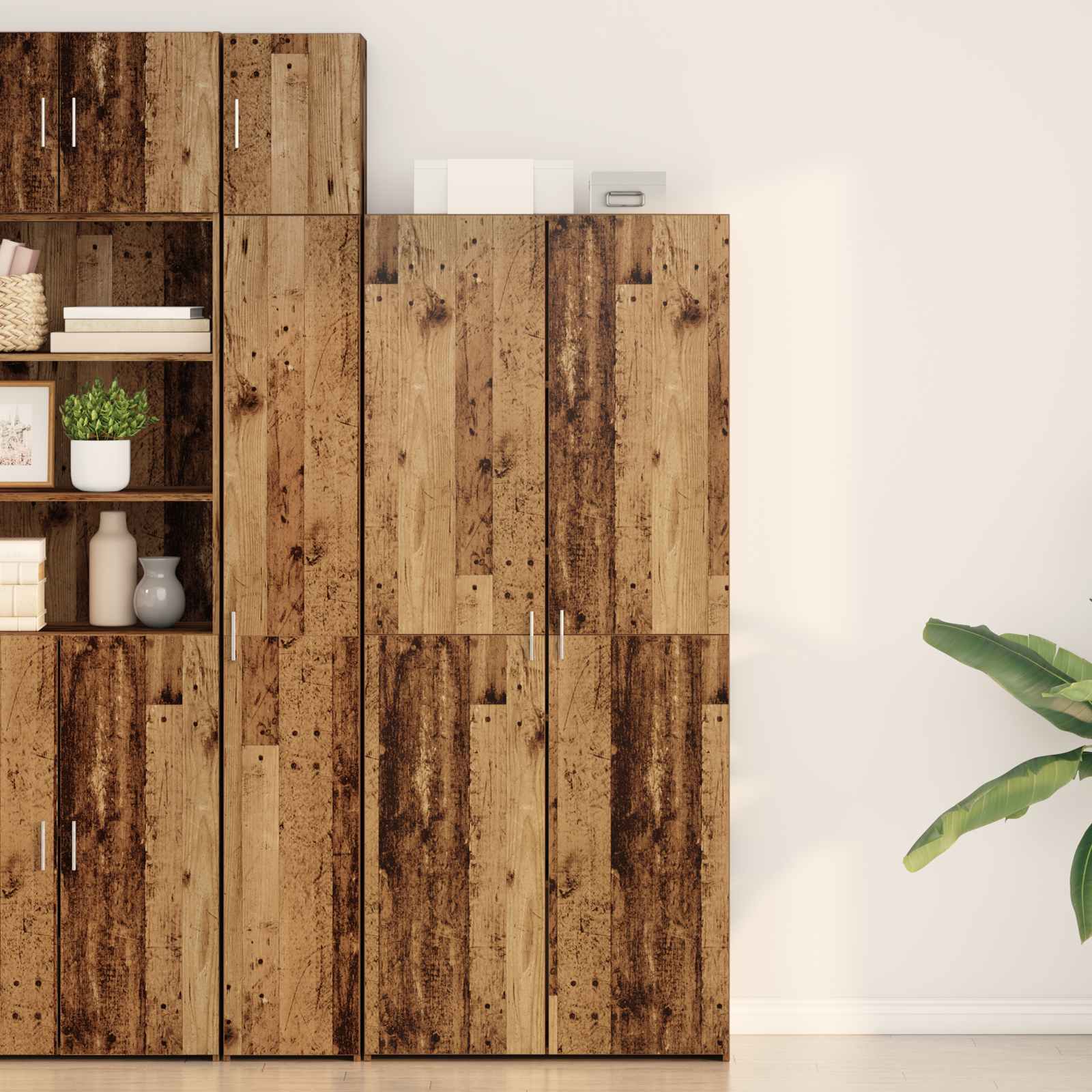 Aparador alto 2 pcs Madera vieja 80 x 42 x 185 cm