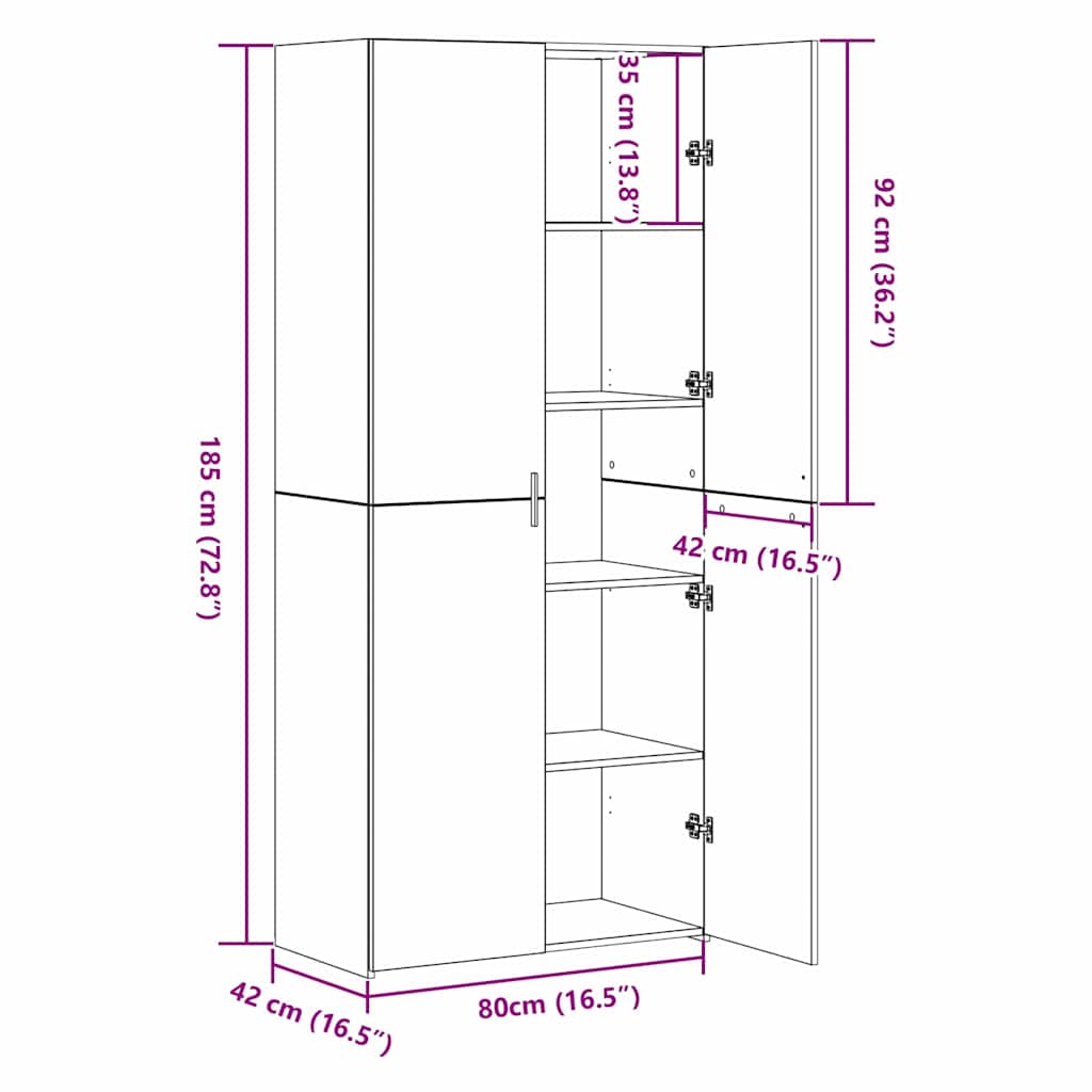 Aparador alto 2 pcs Madera vieja 80 x 42 x 185 cm