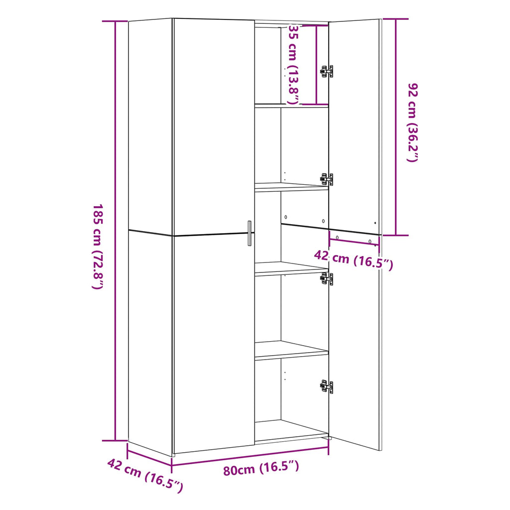 Aparador alto 2 pcs Madera vieja 80 x 42 x 185 cm