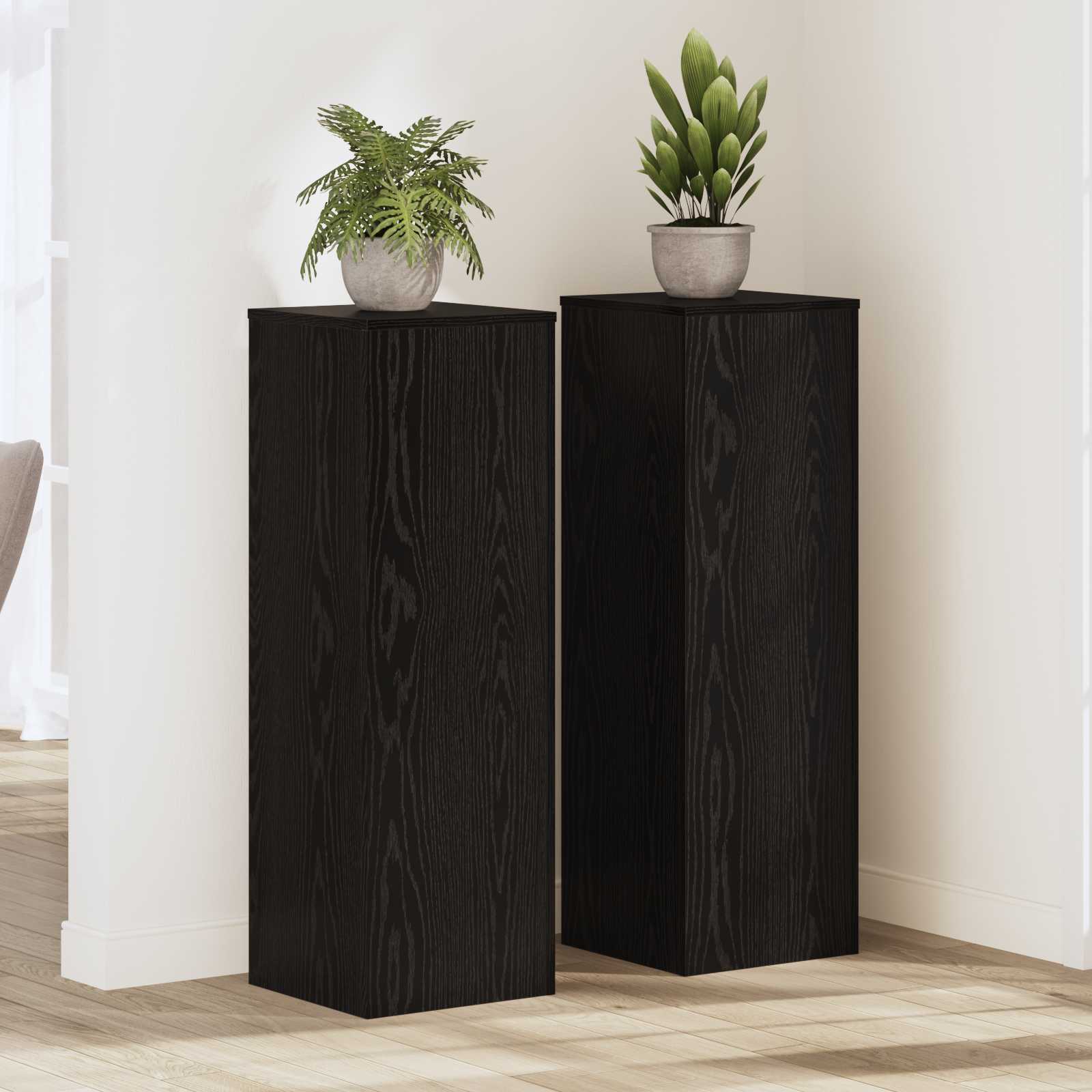 Soporte de plantas 2 pcs Roble Negro 10 x 10 x 18 cm