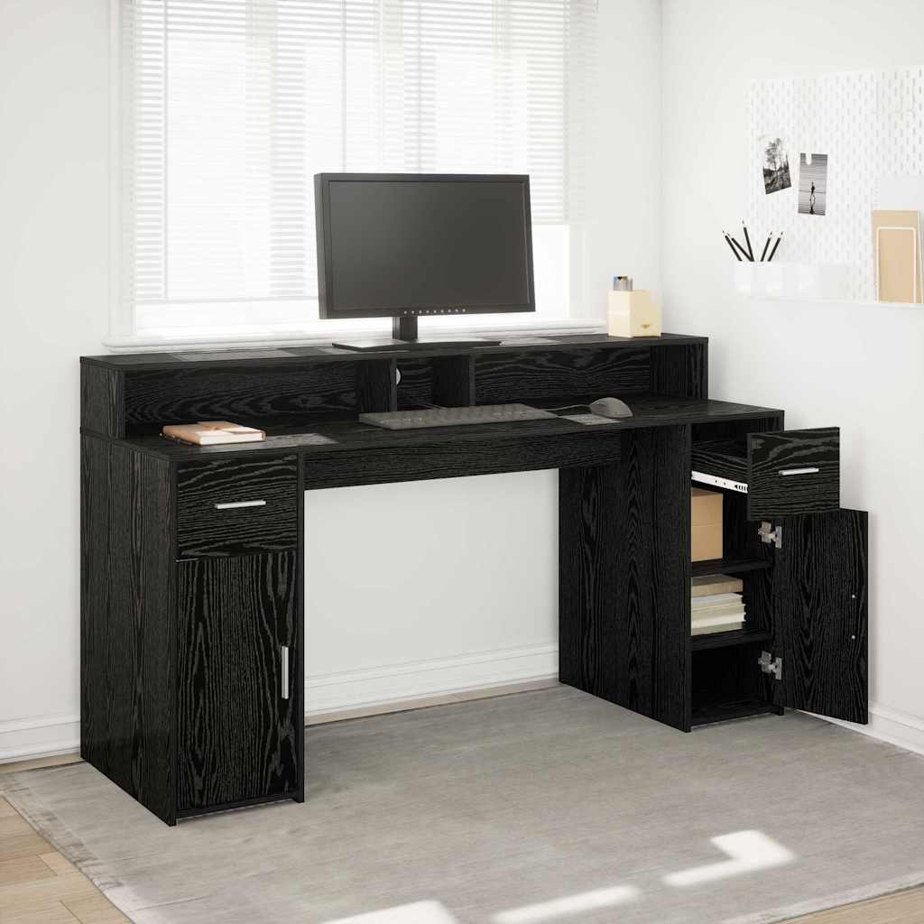 Black oak desk 120 x 55 x 91 cm Plywood
