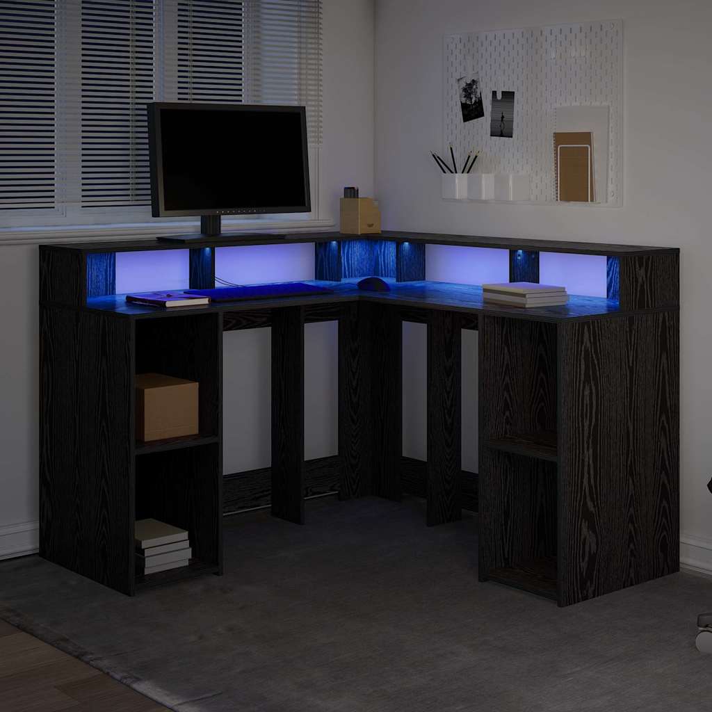 Escritorio Roble Negro 130 x 130 x 91 cm Madera de ingeniería