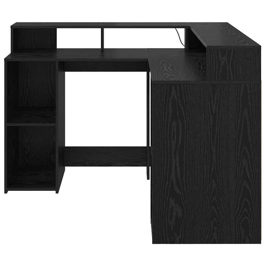 Escritorio Roble Negro 130 x 130 x 91 cm Madera de ingeniería