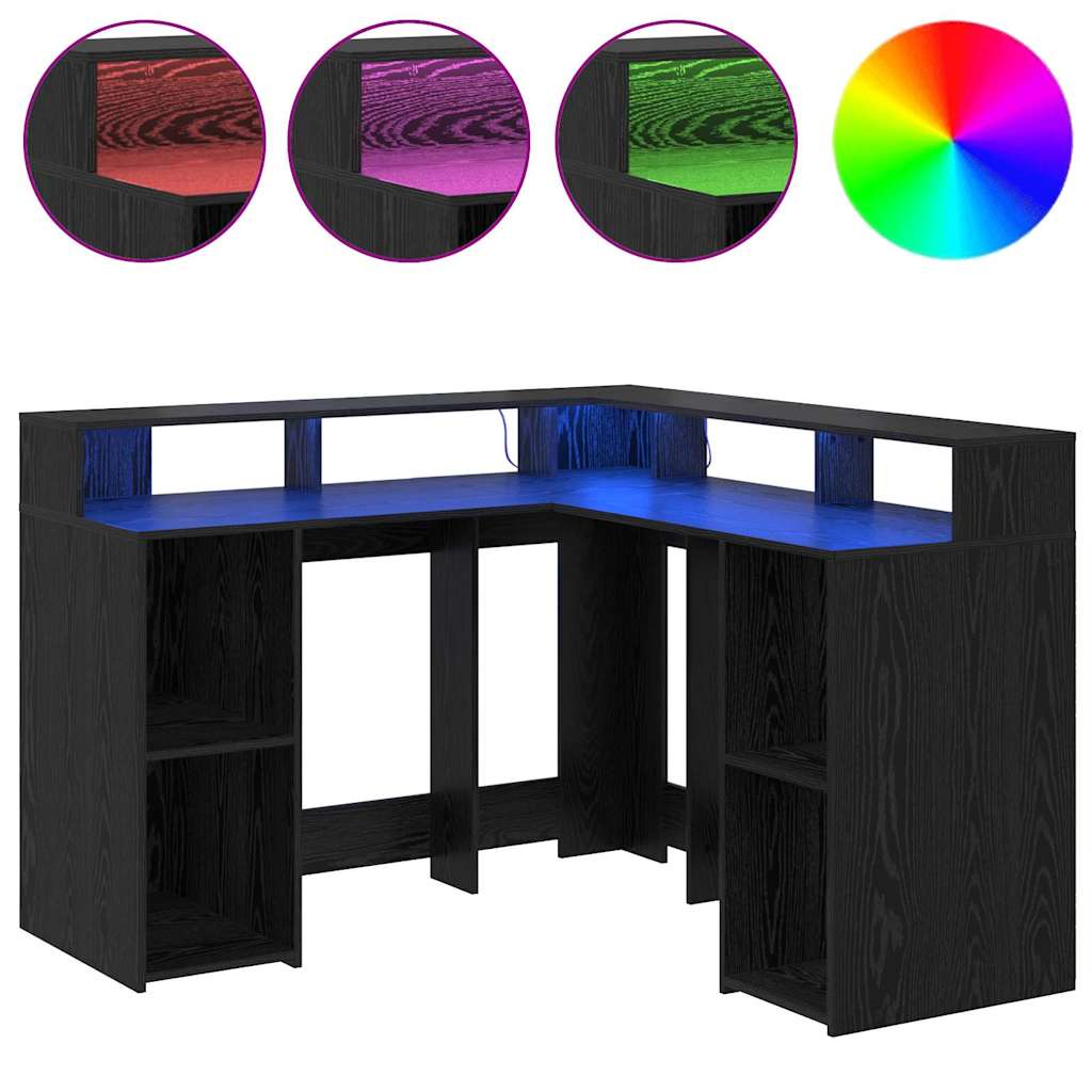 Escritorio Roble Negro 130 x 130 x 91 cm Madera de ingeniería