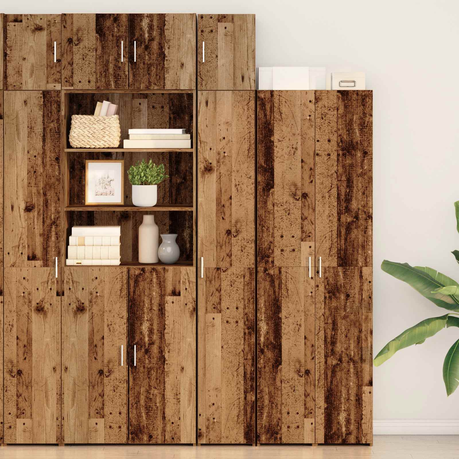 Armario de almacenamiento 2 pcs Madera envejecida