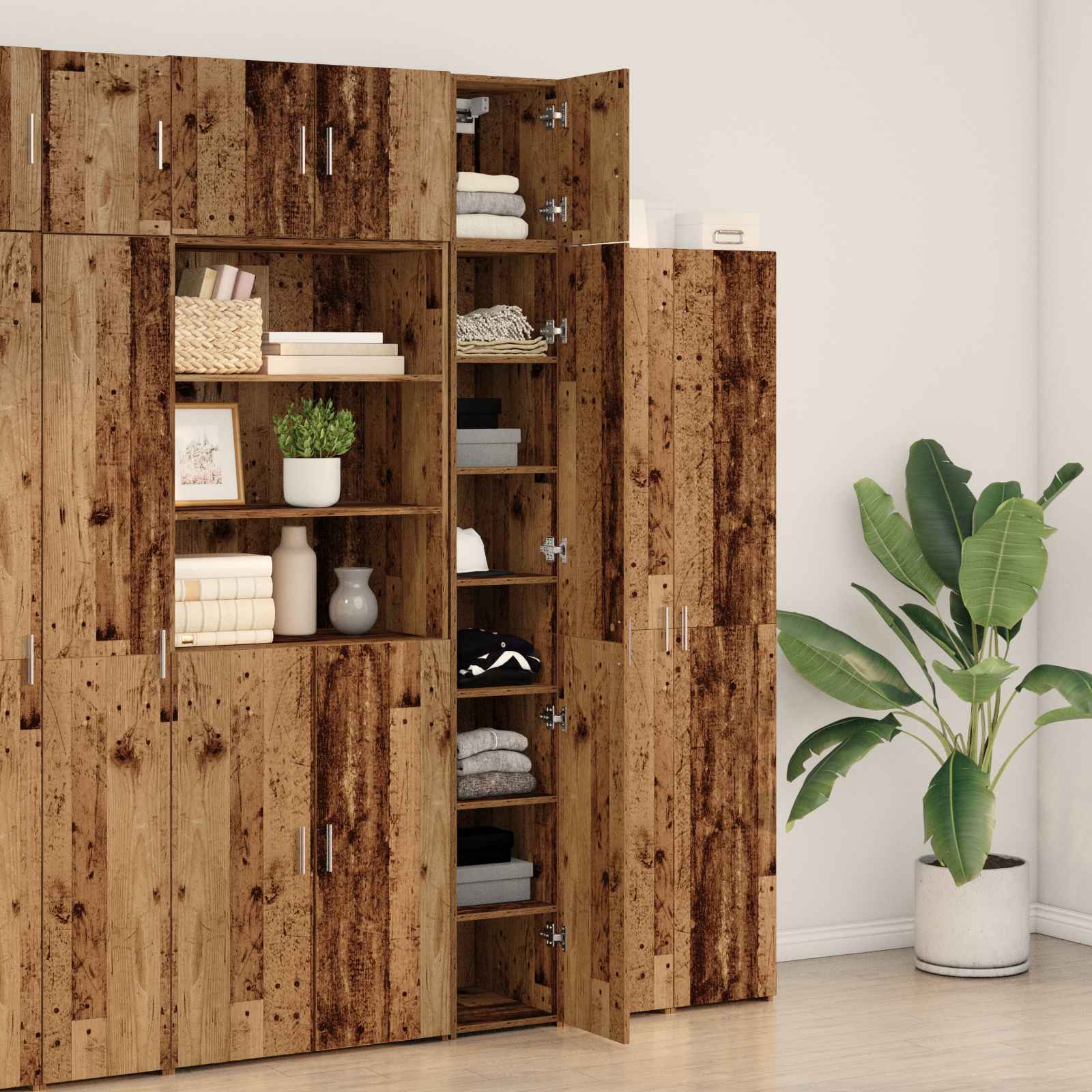 Armario de almacenamiento 2 pcs Madera envejecida