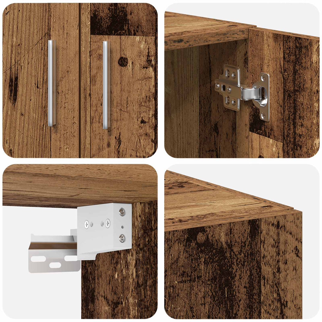 Armario de almacenamiento 3 pcs Madera vieja