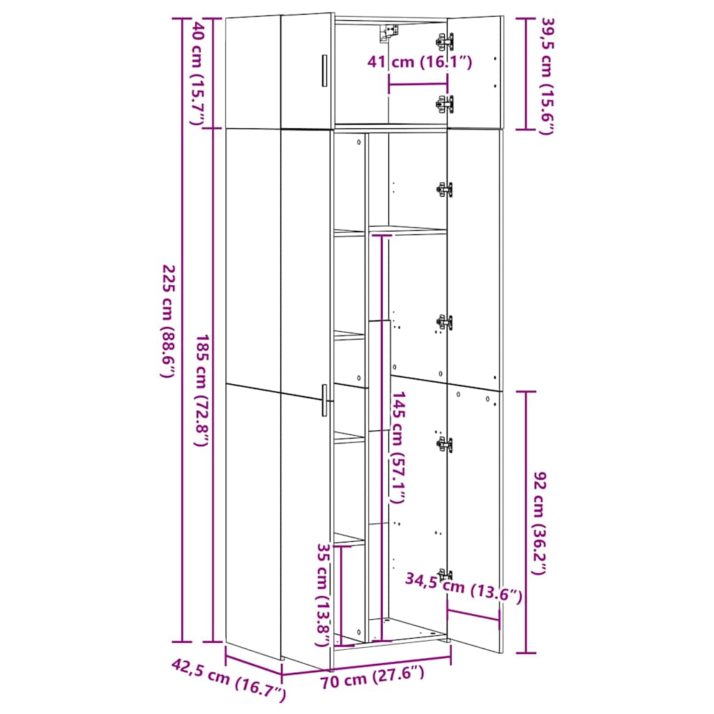Armario de almacenamiento 3 pcs Madera vieja